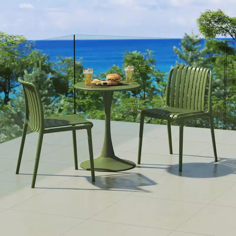 WestinTrends Playa Ensemble de table à manger d'extérieur 3 pièces en métal et chaises de patio empilables en résine