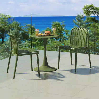 WestinTrends Playa Ensemble de table à manger d'extérieur 3 pièces en métal et chaises de patio empilables en résine
