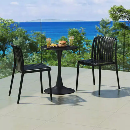 WestinTrends Playa Ensemble de table à manger d'extérieur 3 pièces en métal et chaises de patio empilables en résine