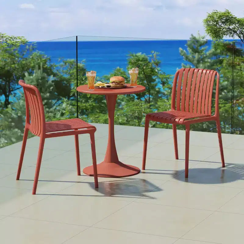 WestinTrends Playa Ensemble de table à manger d'extérieur 3 pièces en métal et chaises de patio empilables en résine