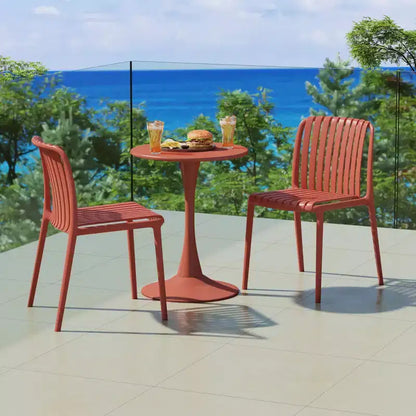 WestinTrends Playa Ensemble de table à manger d'extérieur 3 pièces en métal et chaises de patio empilables en résine