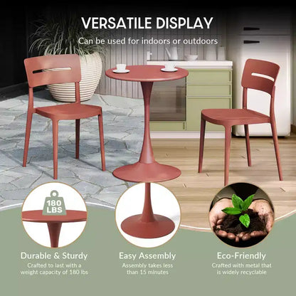 WestinTrends Playa Ensemble de table à manger d'extérieur 3 pièces en métal et chaises de patio empilables en résine