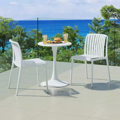 WestinTrends Playa Ensemble de table à manger d'extérieur 3 pièces en métal et chaises de patio empilables en résine