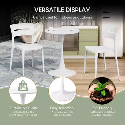 WestinTrends Playa Ensemble de table à manger d'extérieur 3 pièces en métal et chaises de patio empilables en résine