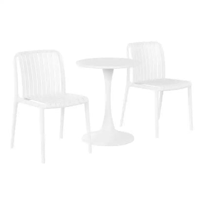WestinTrends Playa Ensemble de table à manger d'extérieur 3 pièces en métal et chaises de patio empilables en résine