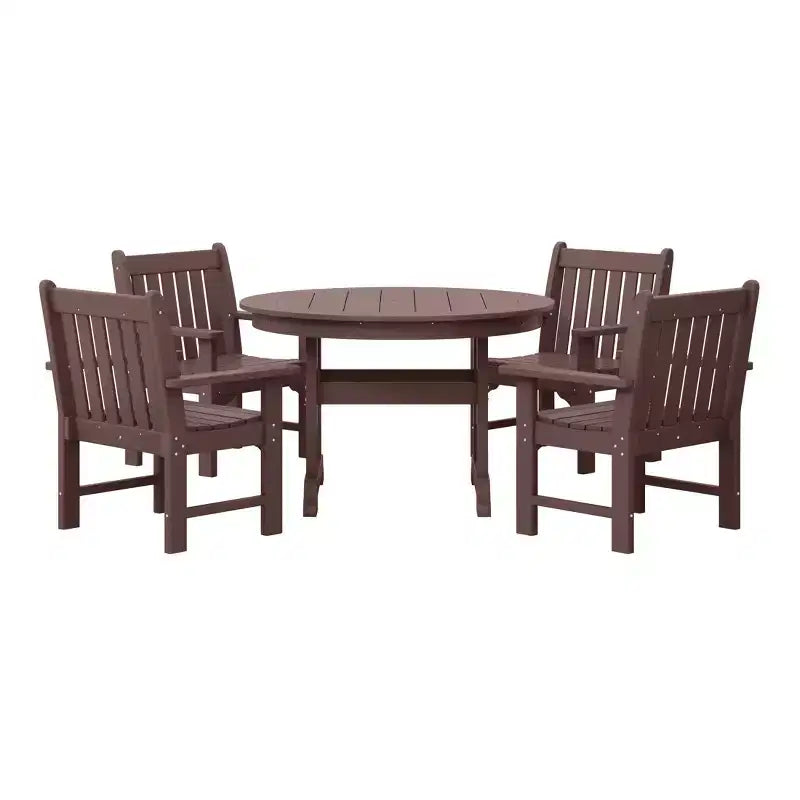 WestinTrends Malibu 5-Piece HDPE Outdoor Patio Chair and Round Table Dining Set