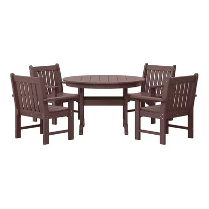 WestinTrends Malibu 5-Piece HDPE Outdoor Patio Chair and Round Table Dining Set