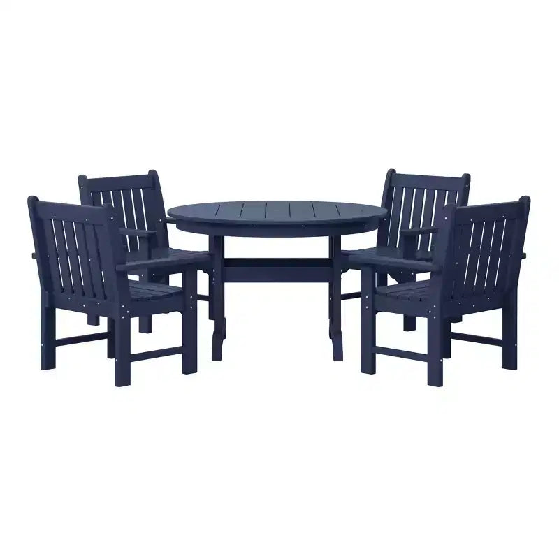 WestinTrends Malibu 5-Piece HDPE Outdoor Patio Chair and Round Table Dining Set