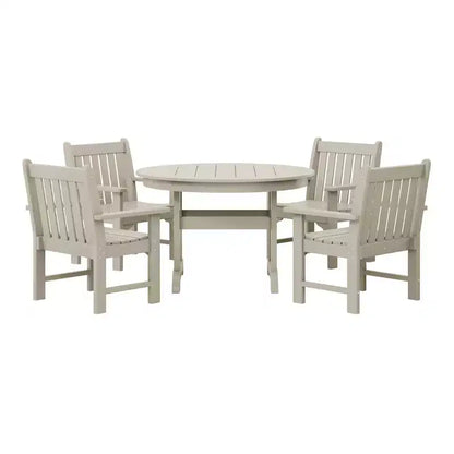 WestinTrends Malibu 5-Piece HDPE Outdoor Patio Chair and Round Table Dining Set