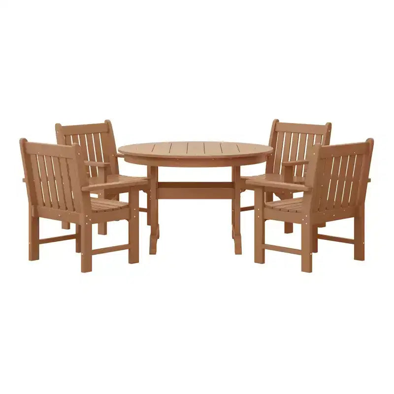 WestinTrends Malibu 5-Piece HDPE Outdoor Patio Chair and Round Table Dining Set