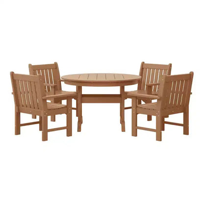 WestinTrends Malibu 5-Piece HDPE Outdoor Patio Chair and Round Table Dining Set