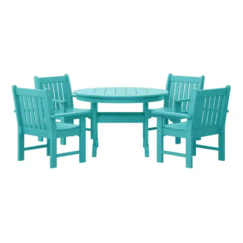 WestinTrends Malibu 5-Piece HDPE Outdoor Patio Chair and Round Table Dining Set
