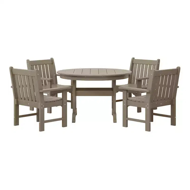 WestinTrends Malibu 5-Piece HDPE Outdoor Patio Chair and Round Table Dining Set