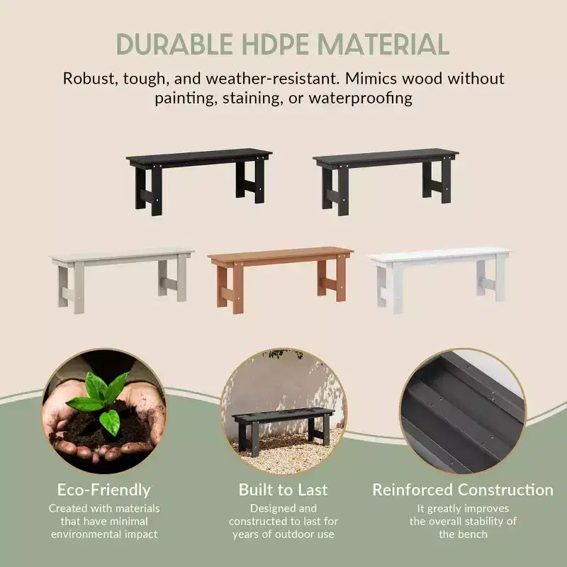 WestinTrends Ashore 6-Piece Outdoor HDPE Rectangular Patio Dining Table Set with Bench