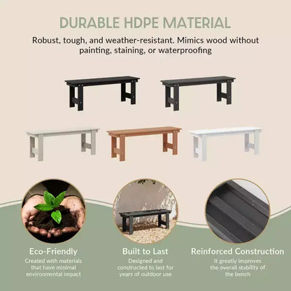 WestinTrends Ashore 6-Piece Outdoor HDPE Rectangular Patio Dining Table Set with Bench