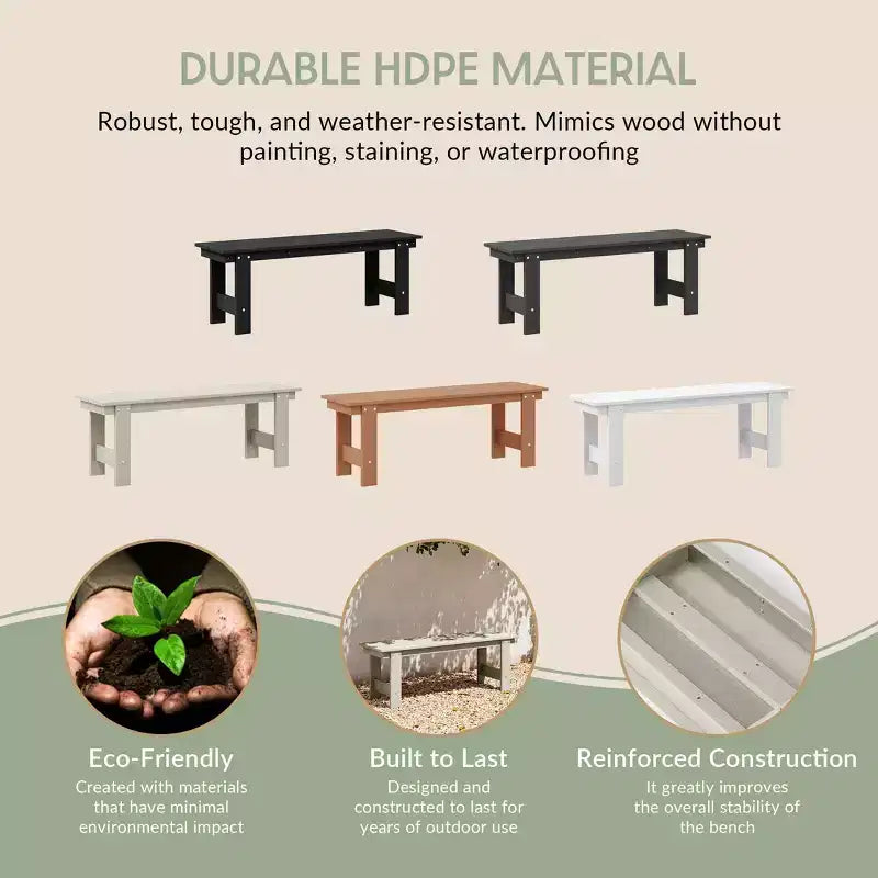 WestinTrends Ashore 6-Piece Outdoor HDPE Rectangular Patio Dining Table Set with Bench