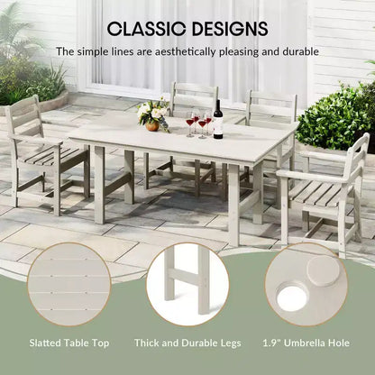 WestinTrends Ashore 6-Piece Outdoor HDPE Rectangular Patio Dining Table Set with Bench