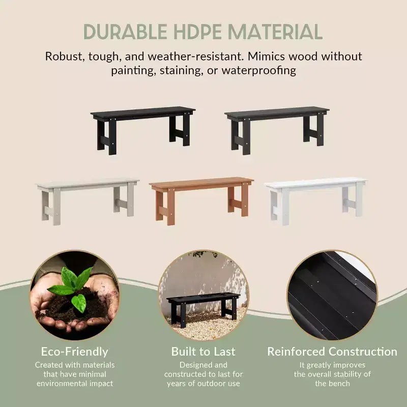 WestinTrends Ashore 6-Piece Outdoor HDPE Rectangular Patio Dining Table Set with Bench