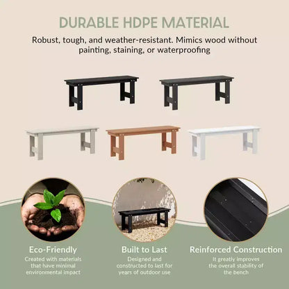 WestinTrends Ashore 6-Piece Outdoor HDPE Rectangular Patio Dining Table Set with Bench