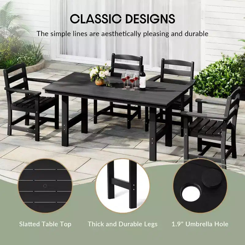WestinTrends Ashore 6-Piece Outdoor HDPE Rectangular Patio Dining Table Set with Bench