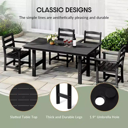 WestinTrends Ashore 6-Piece Outdoor HDPE Rectangular Patio Dining Table Set with Bench