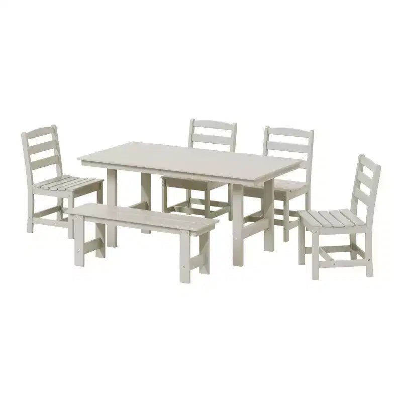 WestinTrends Ashore 6-Piece Outdoor HDPE Rectangular Patio Dining Table Set with Bench
