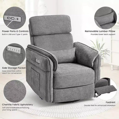 Fauteuil inclinable pivotant et coulissant EROMMY avec appuis-tête et accoudoirs réglables