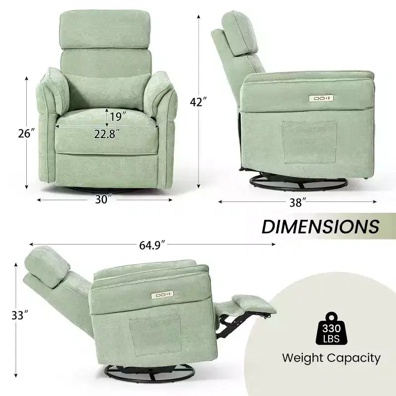 Fauteuil inclinable pivotant et coulissant EROMMY avec appuis-tête et accoudoirs réglables