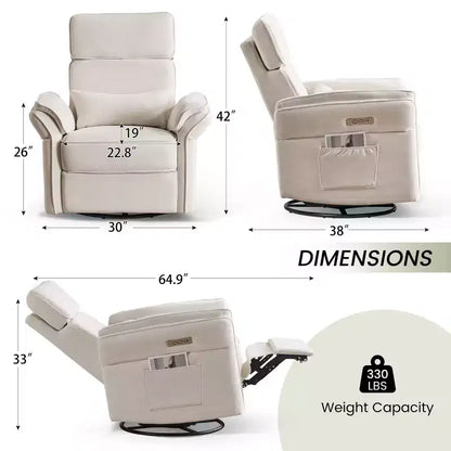 Fauteuil inclinable pivotant et coulissant EROMMY avec appuis-tête et accoudoirs réglables