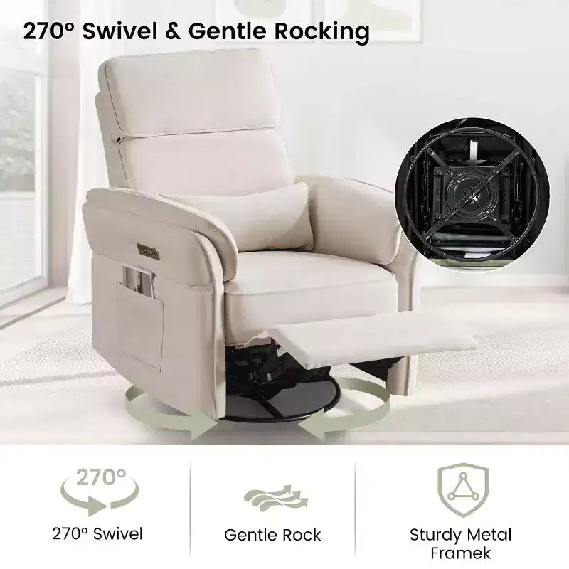 Fauteuil inclinable pivotant et coulissant EROMMY avec appuis-tête et accoudoirs réglables