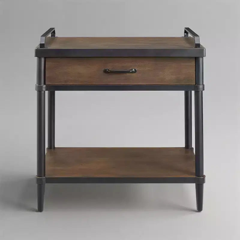 Art Leon Wood Storage End Table with Drawer and Open Shelf