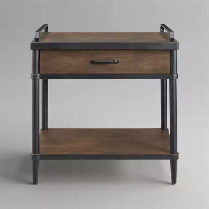 Art Leon Wood Storage End Table with Drawer and Open Shelf