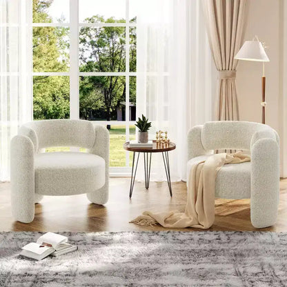 Fauteuil en chenille surdimensionné, fauteuil d'appoint moderne en forme de tonneau, fauteuil rond rembourré de style Mid-Century avec dossier ouvert, canapé simple, très grand