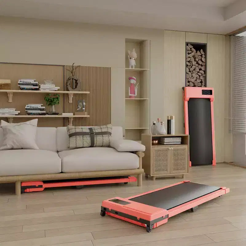 NAYSAYE Tapis de marche Zone de course spacieuse Capacité de poids de 100 kg pour les entraînements à la maison ou au bureau, rouge, 121 x 48,5 x 12,5 cm