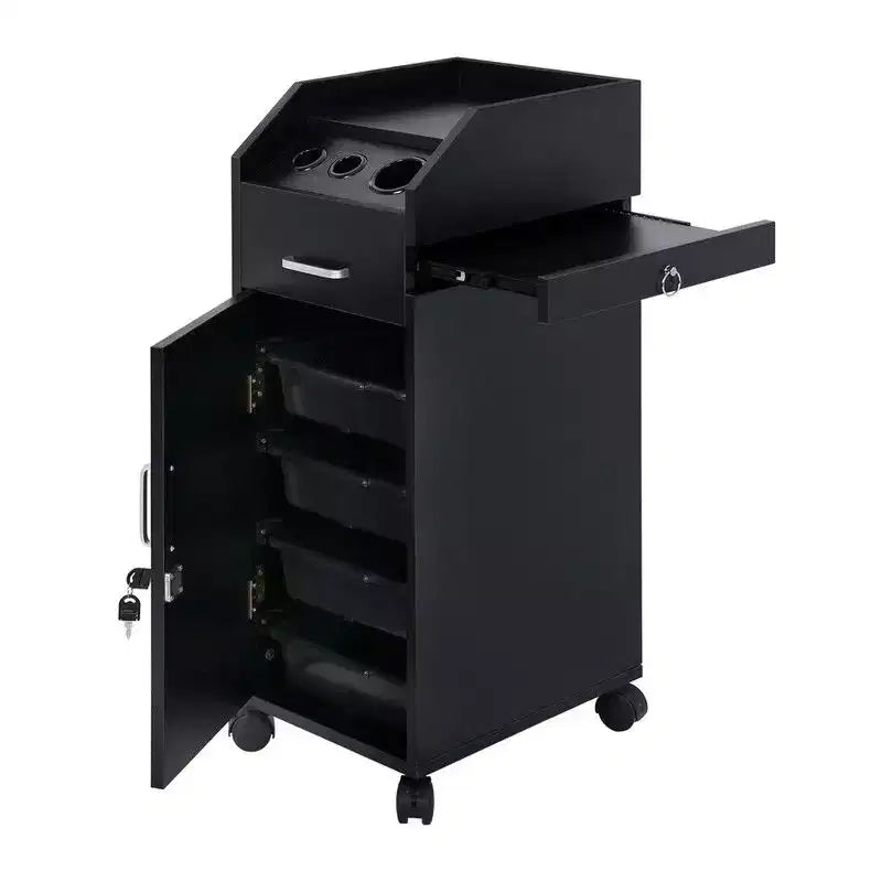 Chariot de rangement Karl Home Salon, support pour sèche-cheveux, noir