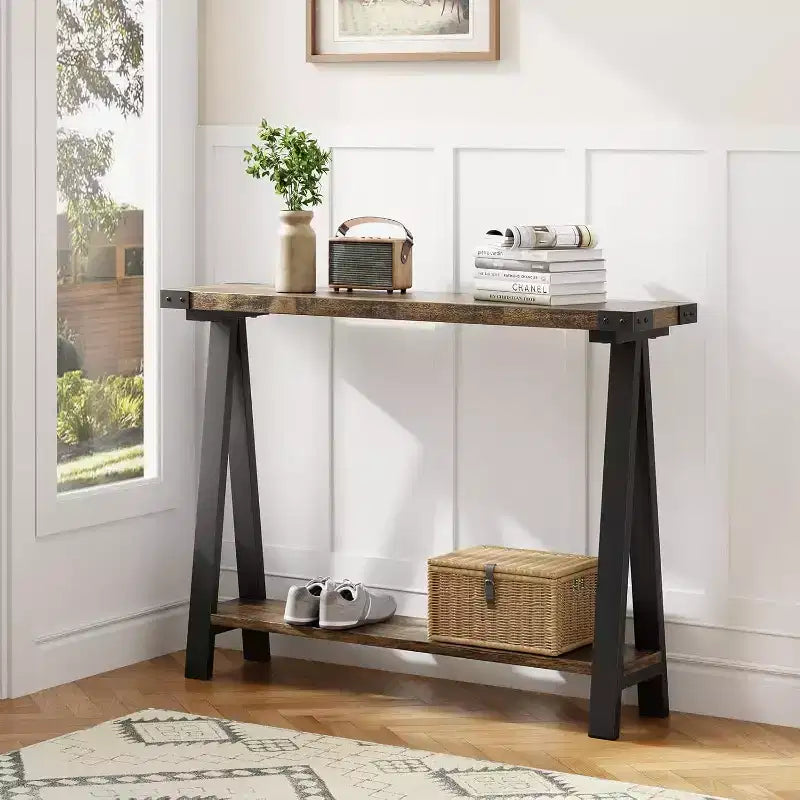 Farmhouse Narrow Entryway Table, 43.3 Console Table with Storage