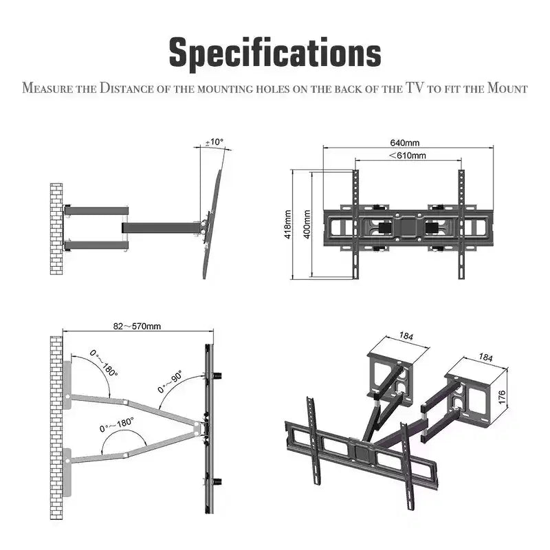 Karl Home 32 in. to 70 in. Corner Full Motion TV Wall Mount for TV