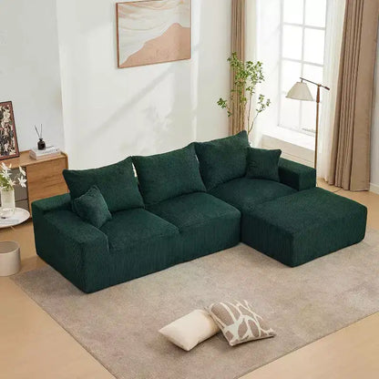 Canapé surdimensionné en forme de L de 279,4 cm, canapé modulaire Cloud avec coussins, canapé en velours côtelé doux sans armature en mousse pour salons, appartements, dortoirs