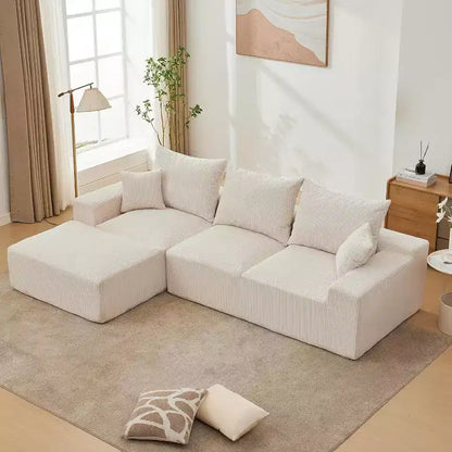 Canapé surdimensionné en forme de L de 279,4 cm, canapé modulaire Cloud avec coussins, canapé en velours côtelé doux sans armature en mousse pour salons, appartements, dortoirs
