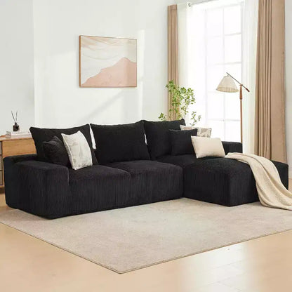 Canapé surdimensionné en forme de L de 279,4 cm, canapé modulaire Cloud avec coussins, canapé en velours côtelé doux sans armature en mousse pour salons, appartements, dortoirs