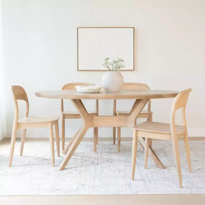 Plank+Beam 62 Verso Oval Dining Table for 4, Solid Wood Kitchen Table for Dinner Room