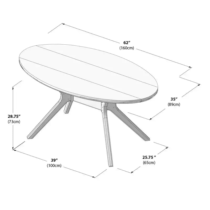 Plank+Beam 62 Verso Oval Dining Table for 4, Solid Wood Kitchen Table for Dinner Room