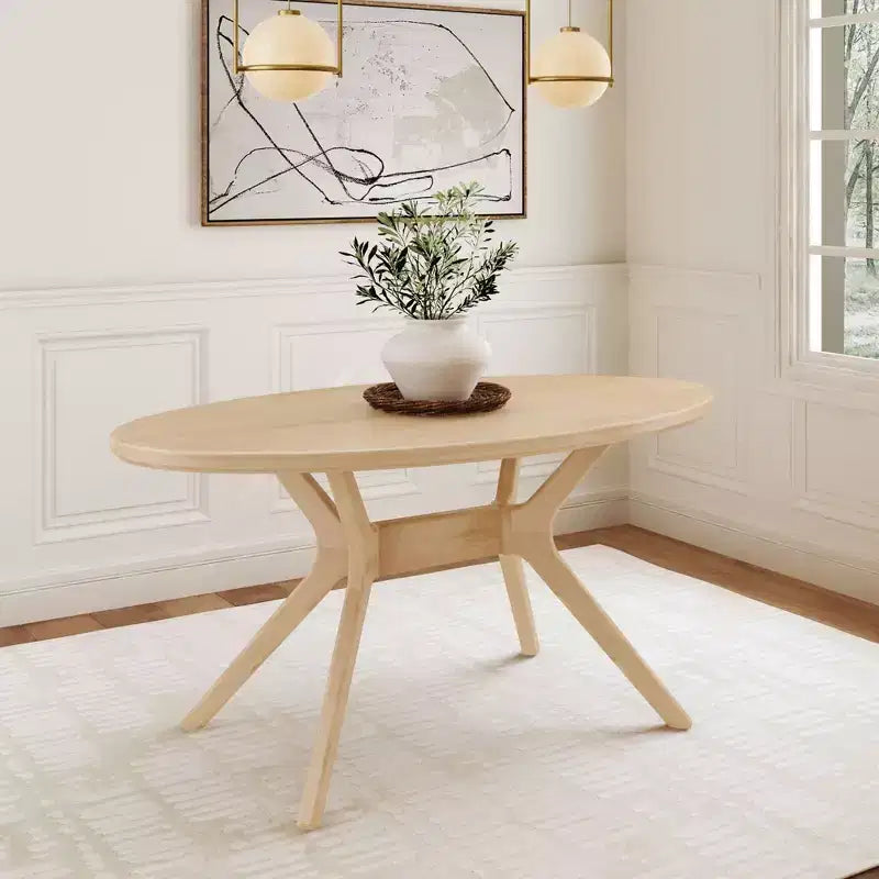 Plank+Beam 62 Verso Oval Dining Table for 4, Solid Wood Kitchen Table for Dinner Room