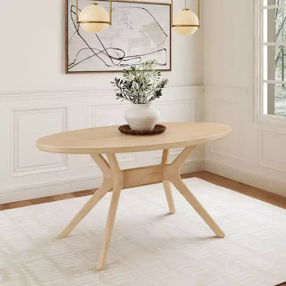 Plank+Beam 62 Verso Oval Dining Table for 4, Solid Wood Kitchen Table for Dinner Room