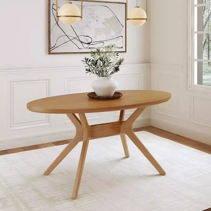 Plank+Beam 62 Verso Oval Dining Table for 4, Solid Wood Kitchen Table for Dinner Room