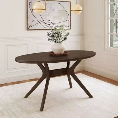 Plank+Beam 62 Verso Oval Dining Table for 4, Solid Wood Kitchen Table for Dinner Room