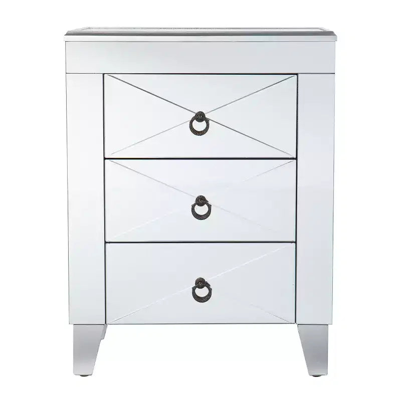 Cresheim Mirrored End Table with Drawers - Silver - SEI
