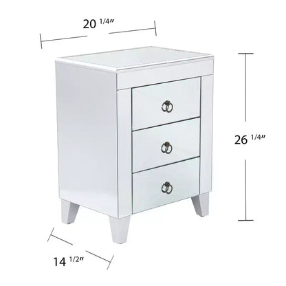 Cresheim Mirrored End Table with Drawers - Silver - SEI