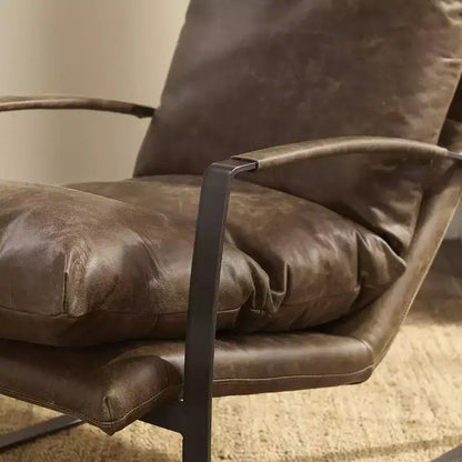Fauteuil d'appoint confortable et luxueux en cuir véritable Art Leon