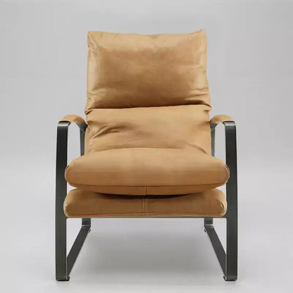 Fauteuil d'appoint confortable et luxueux en cuir véritable Art Leon